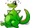Ein lustiger Drache mit Kopfhörern